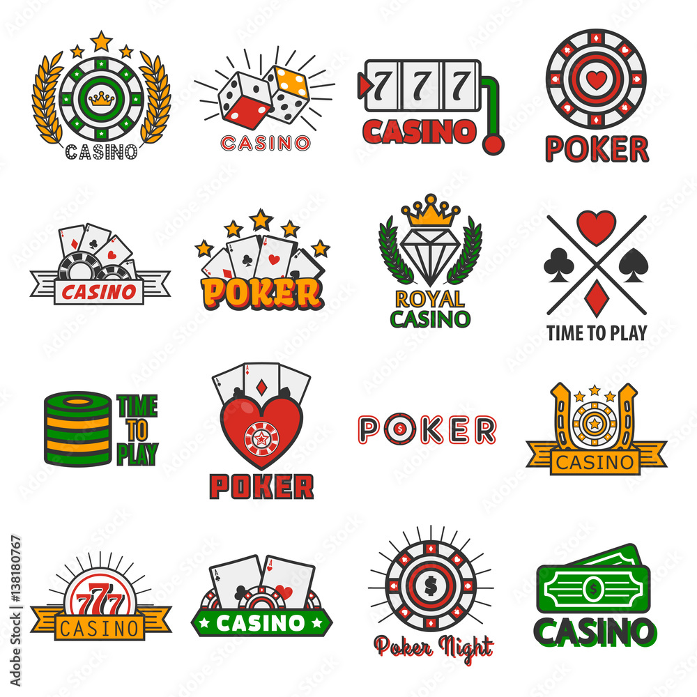 Casino poker vector templates of chips and gamble cards