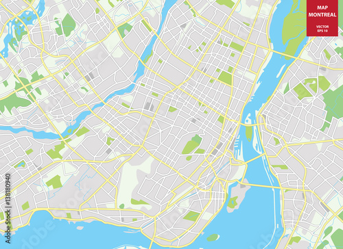 Vector color map of  Montreal, Canada. City Plan of Montreal