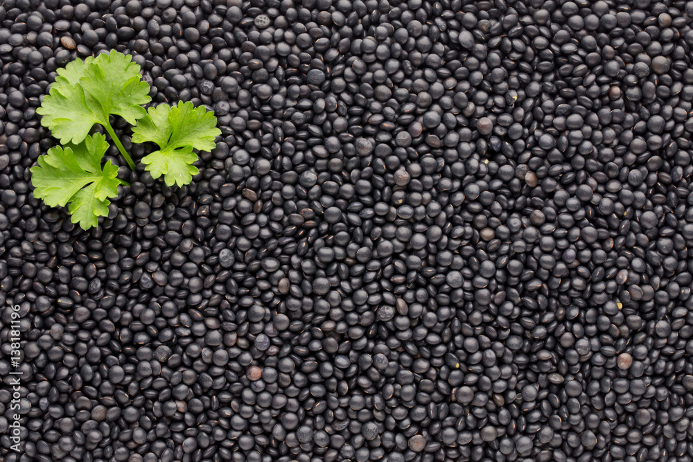 Food and cookery background of healthy dried black lentils. Food and cookery background of healthy dried black lentils.