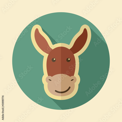 Donkey flat icon. Animal head vector illustration