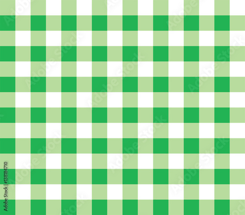 Green seamless table cloth with plaid gingham picnic pattern.