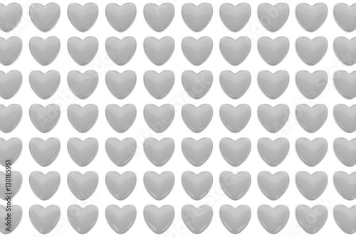 Pattern of 3D hearts isolated on white background