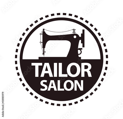 Tailor salon, dressmaker atelier or shop vector icon template