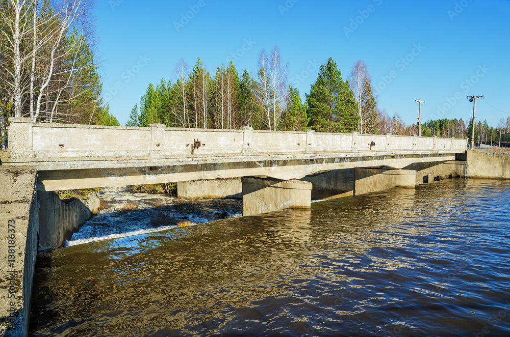 Fototapeta premium Hydraulic works on the river