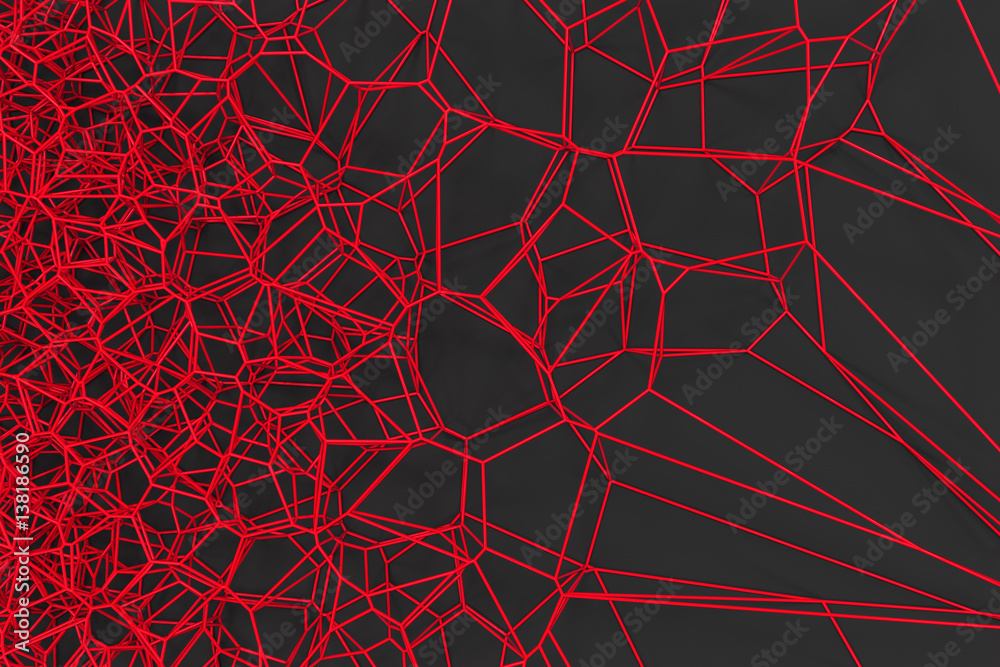 Abstract 3d voronoi lattice on black background Abstract 3d voronoi lattice on black background