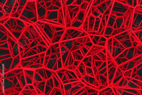 Fototapeta Naklejka Na Ścianę i Meble -  Abstract 3d voronoi lattice on black background