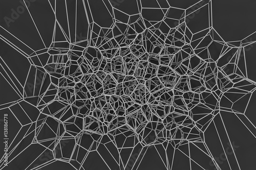 Fototapeta Naklejka Na Ścianę i Meble -  Abstract 3d voronoi lattice on black background