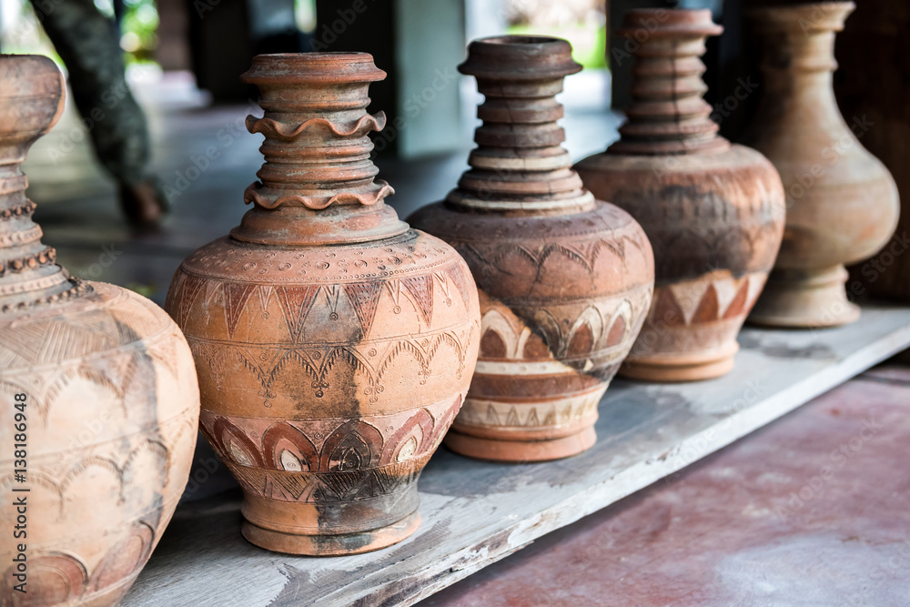 Old clay ceramic vase, Old clay ceramic vase Old clay ceramic vase, Old clay ceramic vase
