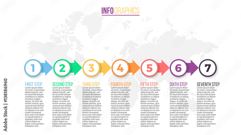 Business infographics. Presentation slide, chart, diagram with 7steps ...