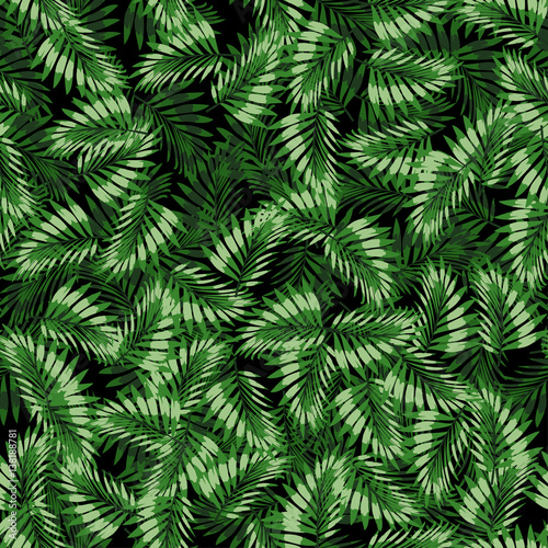 Abstract seamless pattern. Creative vector background, hawaiian tropical floral wallpaper with branches ferns, tropical herb. Summer exotic print with jungle plant palm leaves. Trendy colors © mamenkoaleks