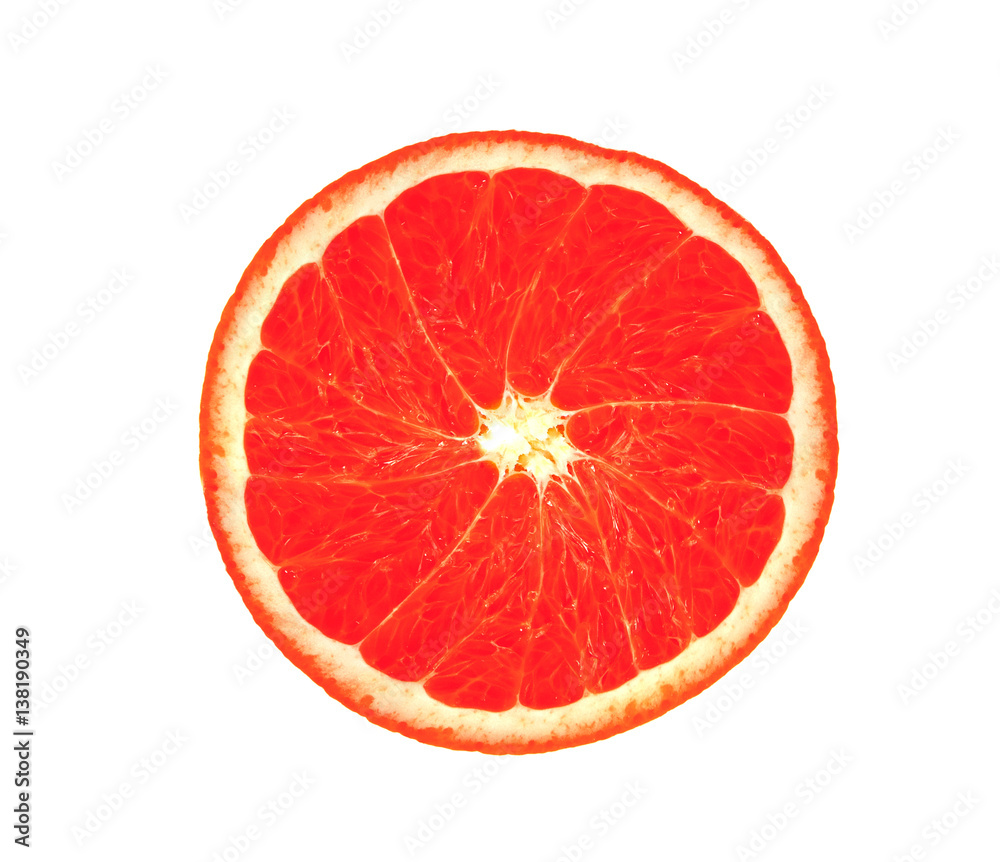Slice of ripe grapefruit isolated on white Slice of ripe grapefruit isolated on white