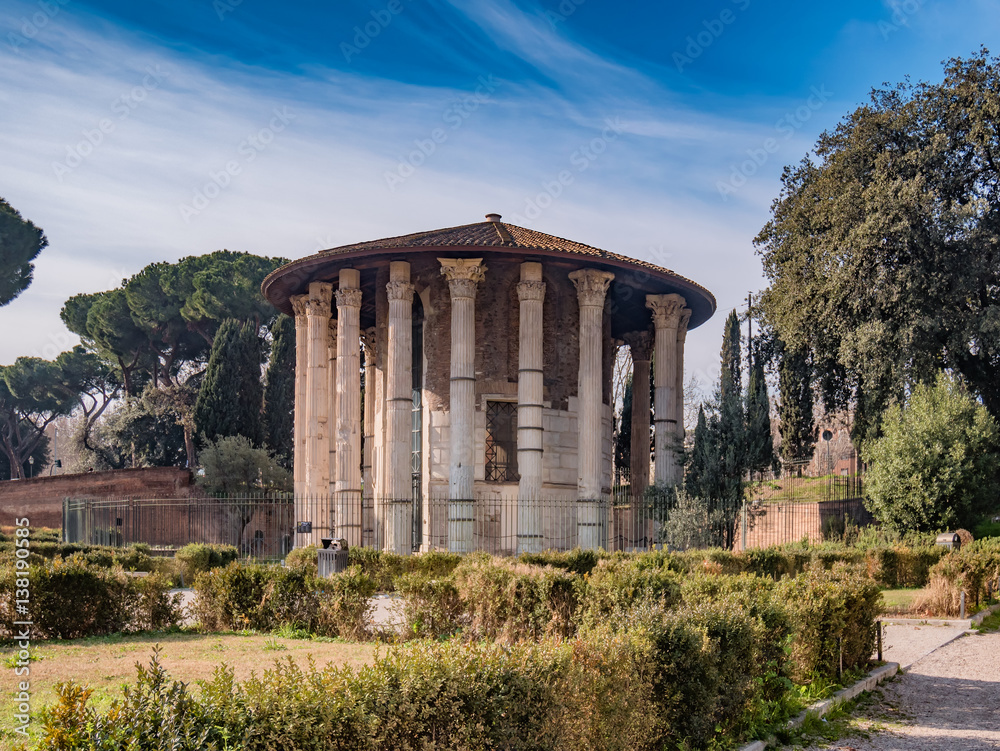 The Temple of Hercules Victor  in the area of the Forum Boarium, Rome