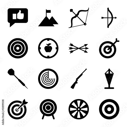 Set of 16 target filled icons