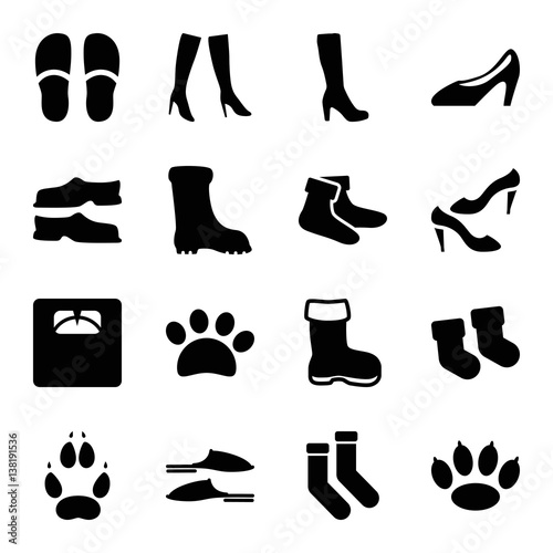 Set of 16 foot filled icons