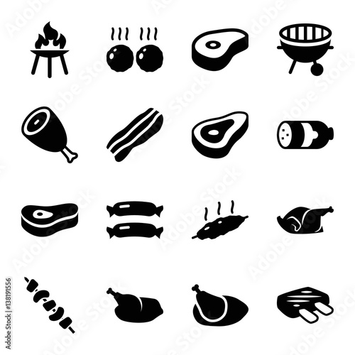 Set of 16 grilled filled icons