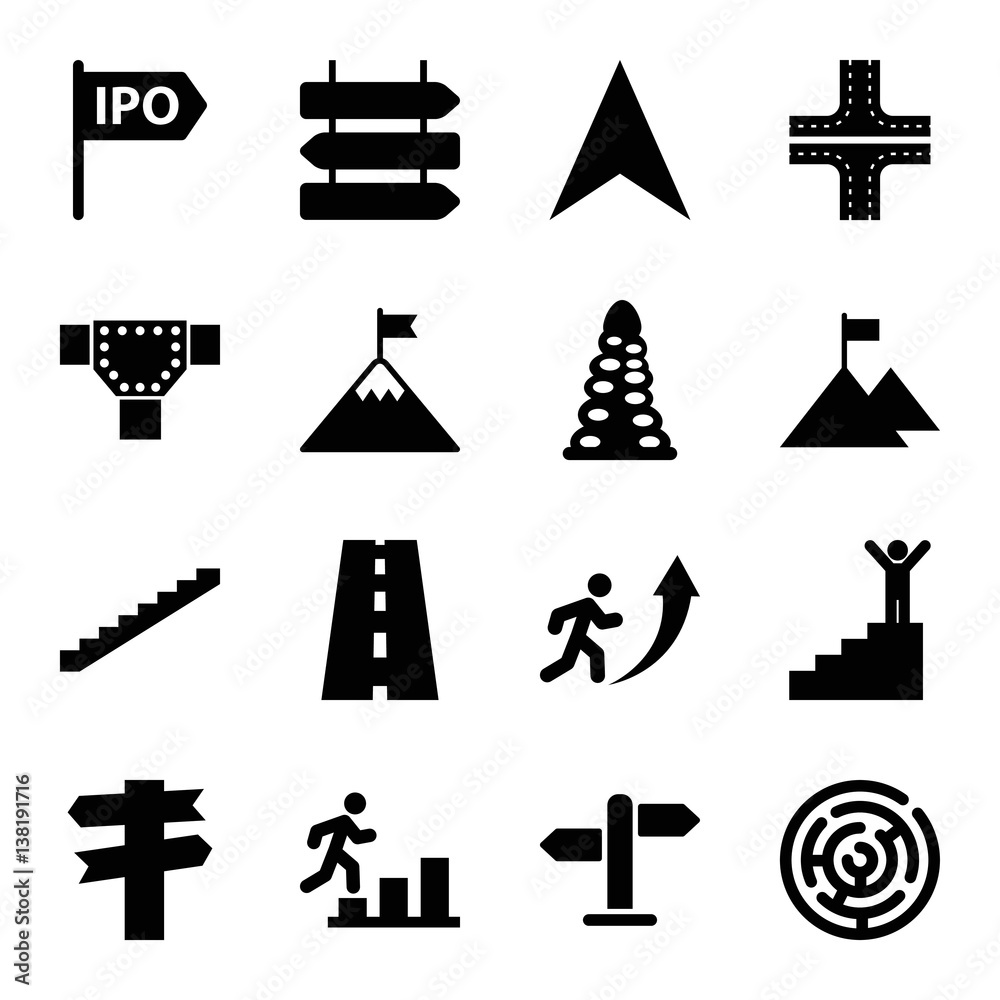 Set of 16 way filled icons Set of 16 way filled icons