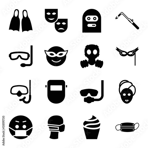Set of 16 mask filled icons