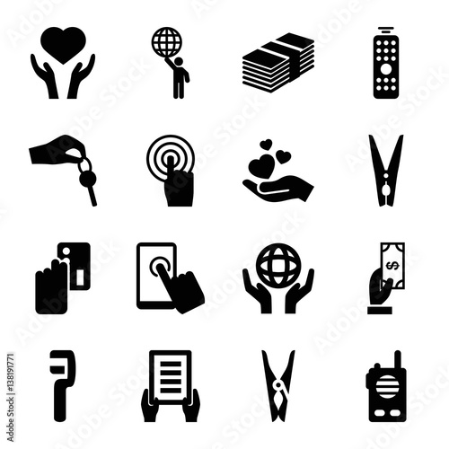 Set of 16 hold filled icons
