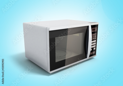 Microwave stove on blue background 3d illustration