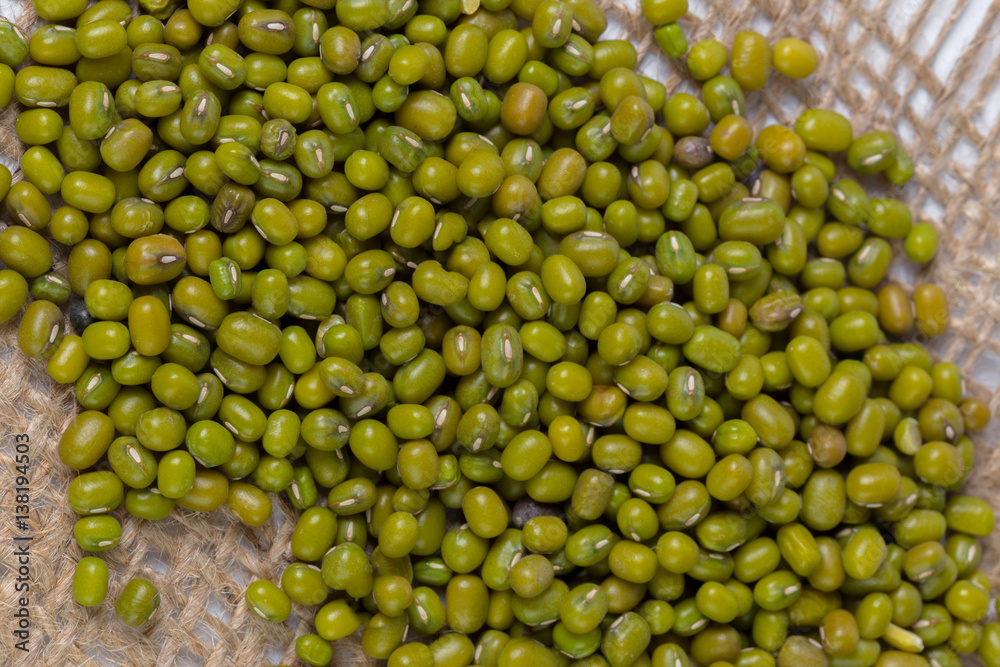 Mung beans isolated on white background