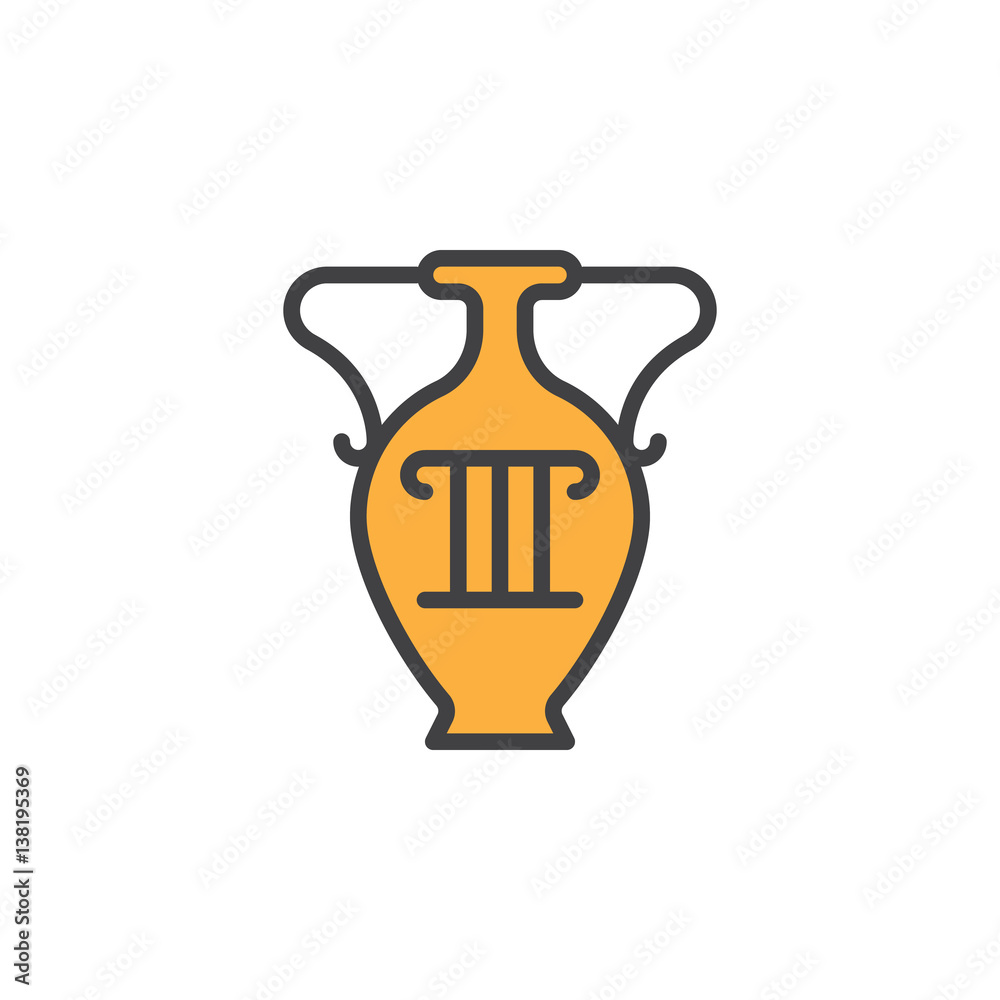 Antique vase line icon, filled outline vector sign, linear colorful pictogram isolated on white. Symbol, logo illustration