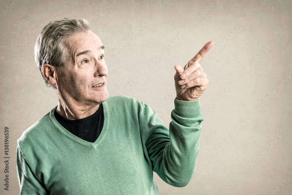 Portraits of a Senior Man - Expressions Series -  Pointing Right