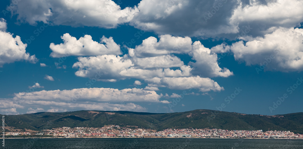 Cloudy skies over the seaside resort of Sunny Beach in Bulgaria.