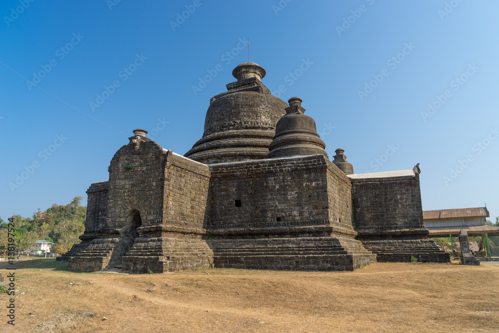 Le-Myet-Nna temple landmark of Mrauk U ancient city, Rhakine state, Myanmar