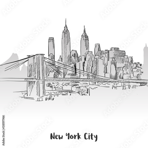 Canvas Print New York City Skyline Sketch