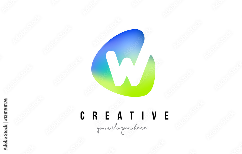 W Letter Logo Design with Oval Green Blue Shape. W Letter Logo Design with Oval Green Blue Shape.