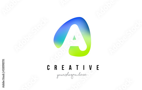 A Letter Logo Design with Oval Green Blue Shape.