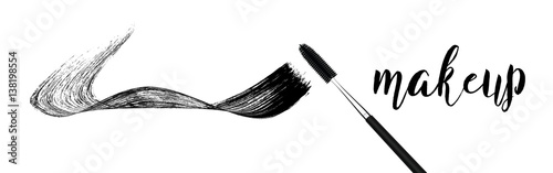 make-up cosmetic mascara brush stroke on white.