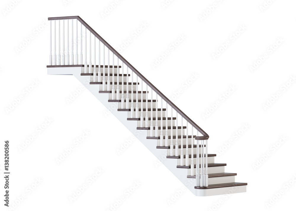 Stairs on white background. 3D rendering. Stairs on white background. 3D rendering.