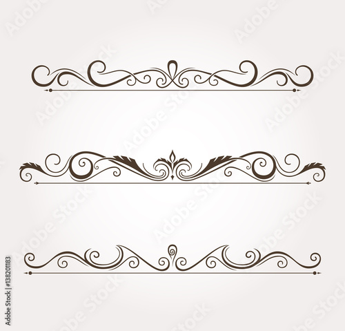 Set of floral design elements and page decoration. Vector illustration