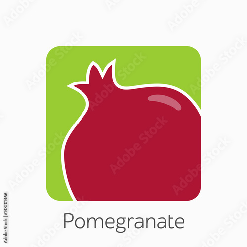 Pomegranate icon simple flat vector illustration. Fresh pomegranate sign