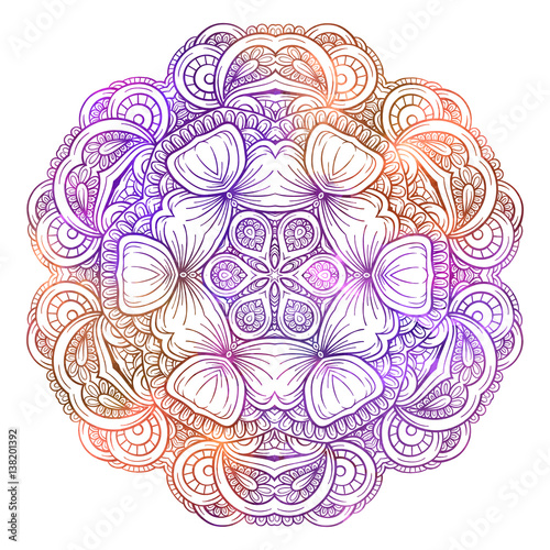 Vector colored floral mandala pattern