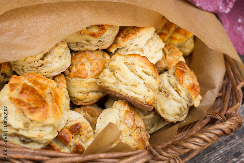 homemade scones on the basket