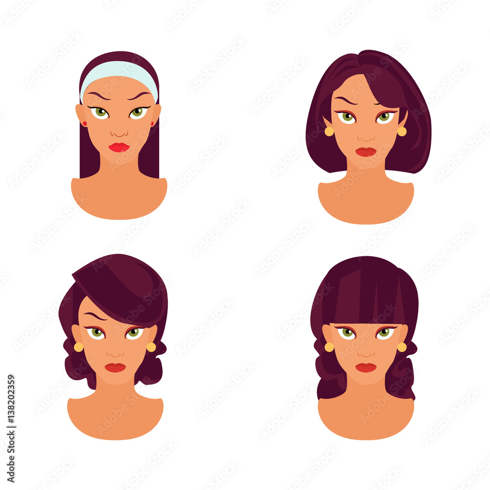Set of women model hairstyle - illustration Set of women model hairstyle - illustration