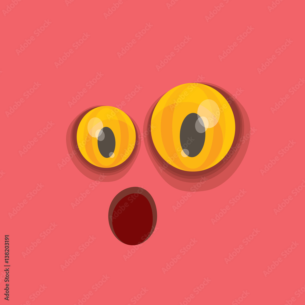 vector pink hand drawn funny monster face. vector pink hand drawn funny monster face.