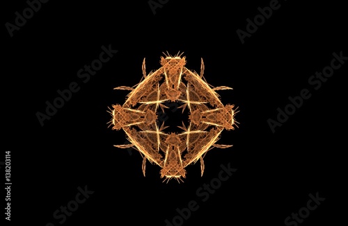 abstract fractal golden symmetric figure on black