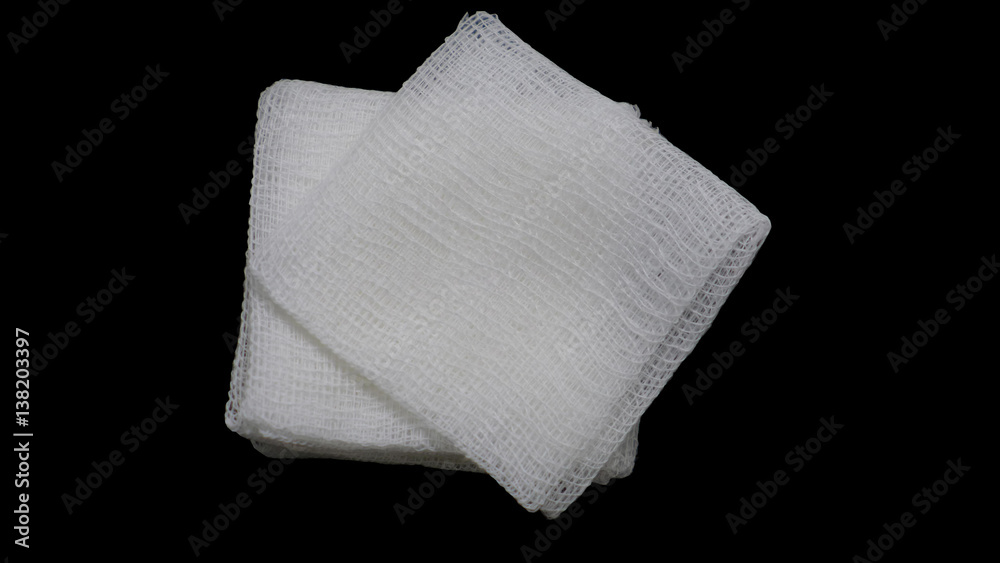 gauze pads on the black background gauze pads on the black background