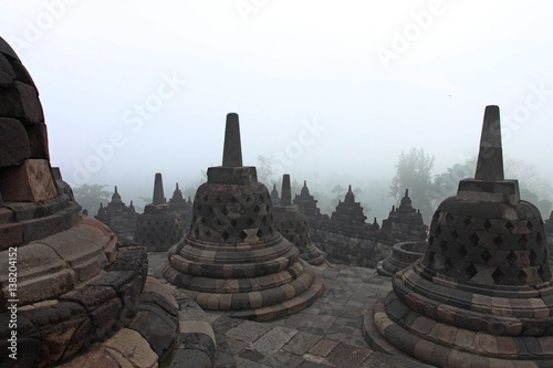 Borobudur temple stupas near Yogyakarta  Java  Indonesia