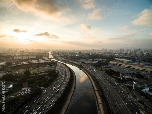 Aerial View of Marginal Tiete, Sao Paulo, Brazil © gustavofrazao