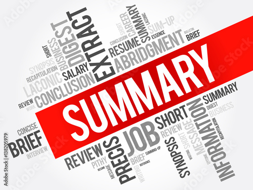 Summary word cloud collage, business concept background