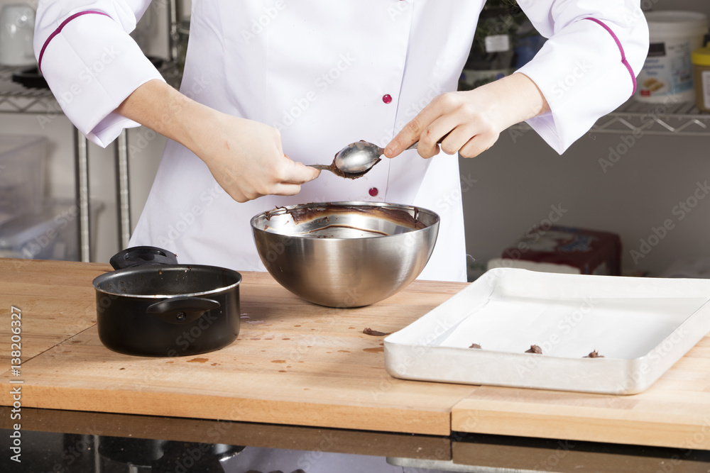 metal bowl and chocolate metal bowl and chocolate