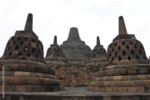 Borobudur temple stupas near Yogyakarta, Java, Indonesia