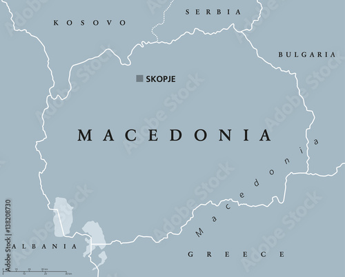 Obraz na płótnie Macedonia political map with capital Skopje and neighbor countries