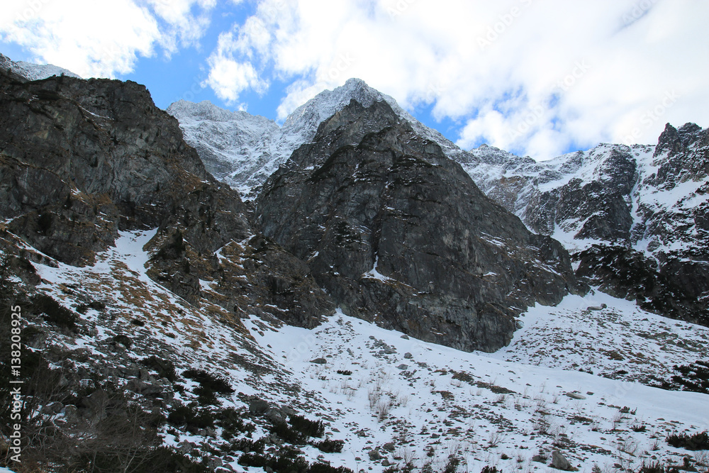 panorama of winter mountains. Tatra Poland