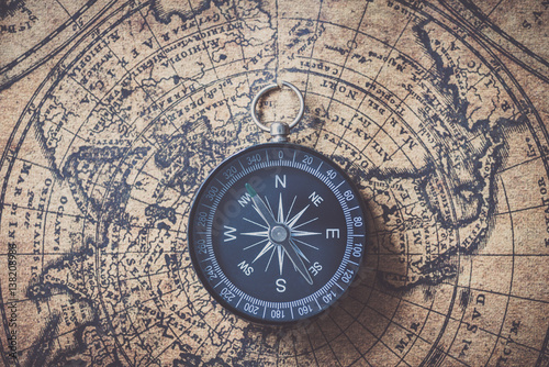 Compass on old map