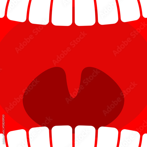 Open mouth. Teeth and throat background. larynx